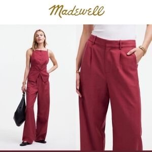 Madewell Slouchy Straight Pants in Drapey  Twill Claret womens size 10